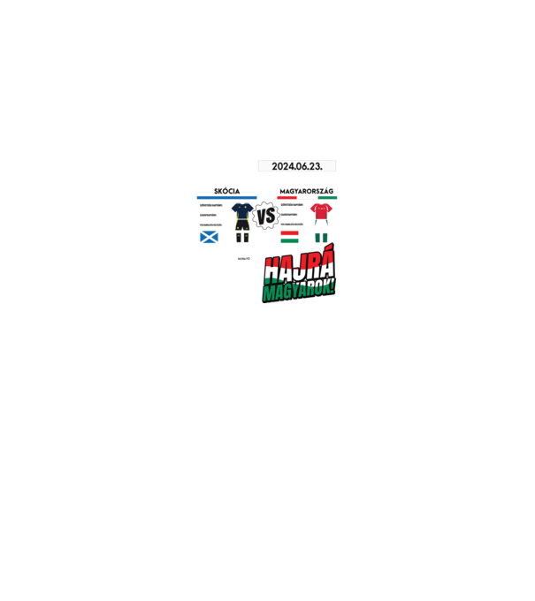 Futball EB 2024 SKÓT VS MAGYAR minta királykék pólón