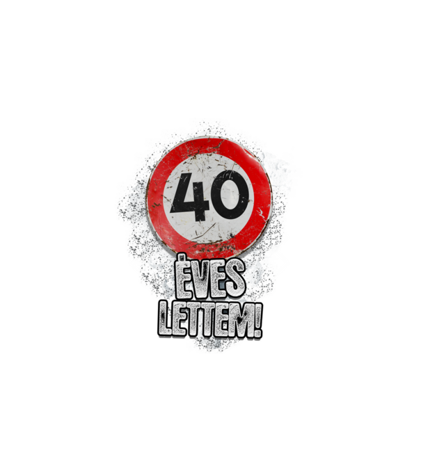 Speedlimit 40 éves minta fehér pólón