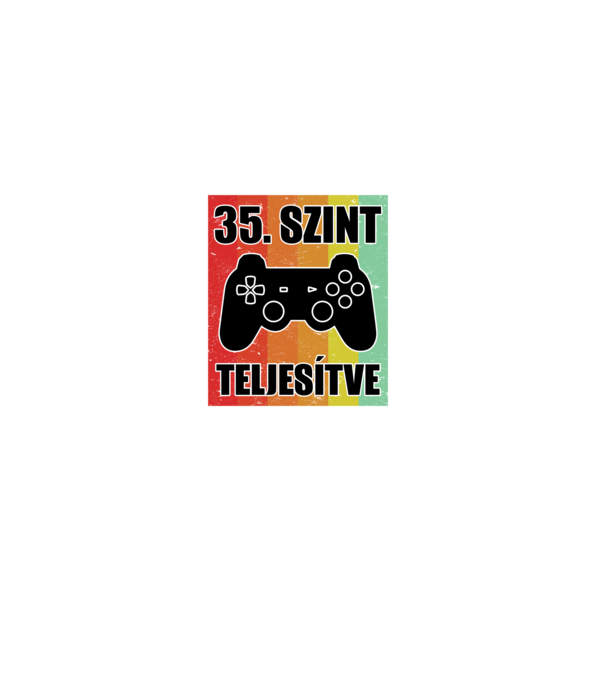 35 szint teljesítve retro gamer minta fekete pólón