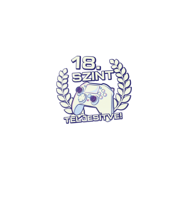 18. szint teljesítve minta fekete pólón