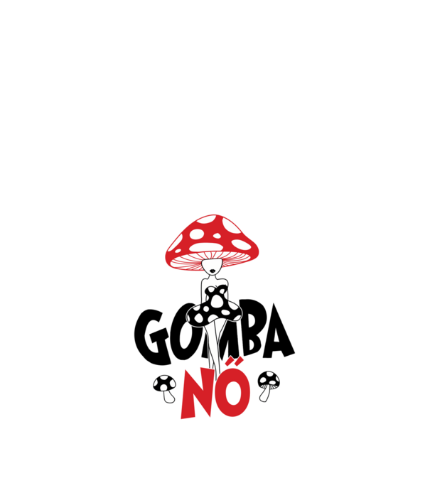 Gomba nő minta fehér pólón