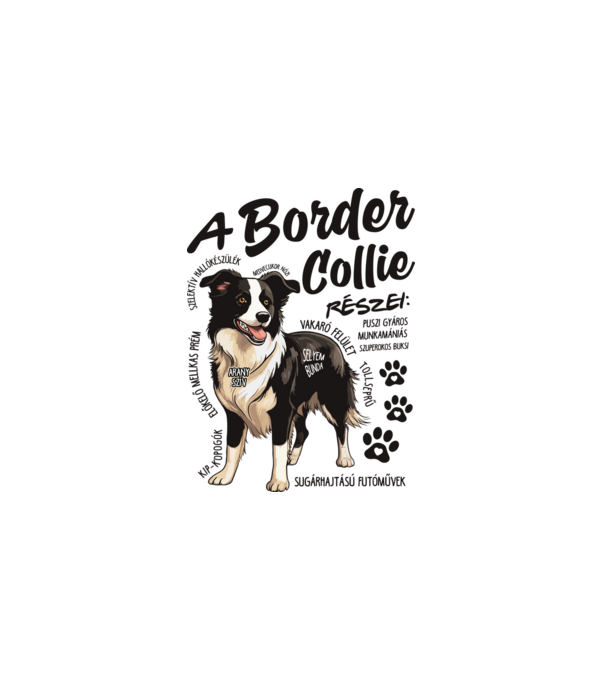 Border Collie részei minta fehér pólón