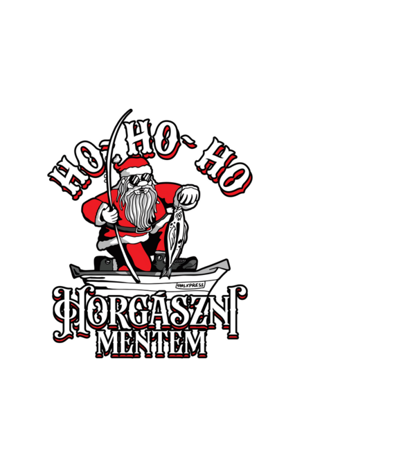 HoHoHo Horgászni mentem minta fehér pólón