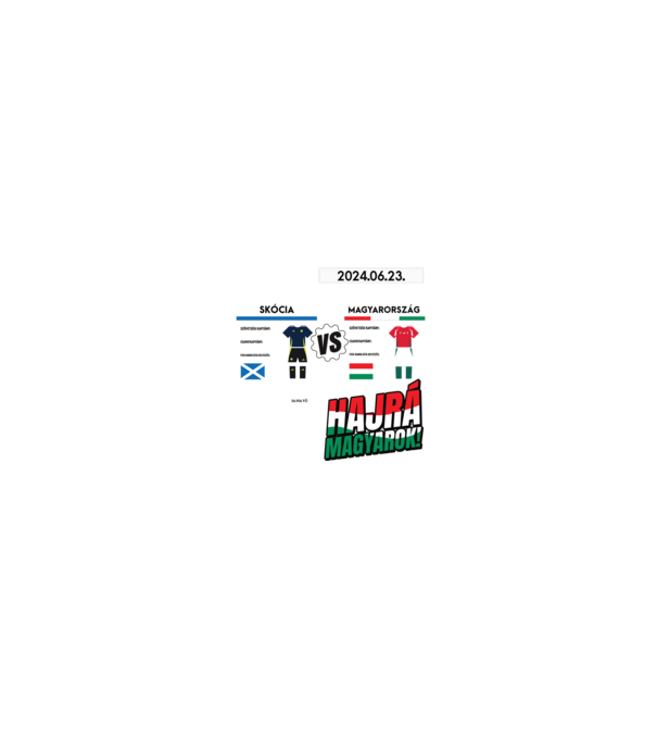 Futball EB 2024 SKÓT VS MAGYAR minta fekete pólón