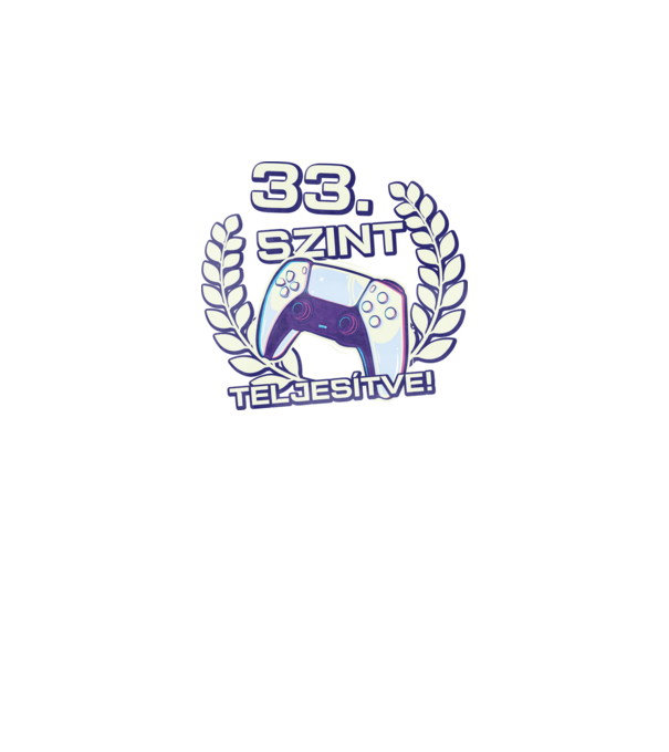 33. szint teljesítve PS5 v2 minta fekete pólón