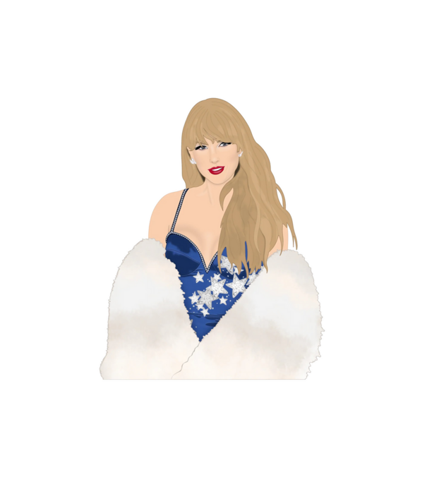 Taylor Swift blue minta fehér pólón
