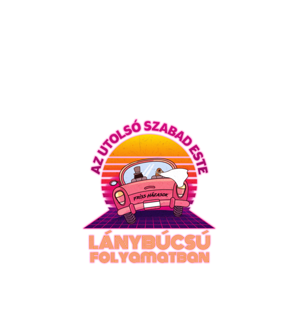 Retrowave lánybúcsú folyamatban minta fekete pólón