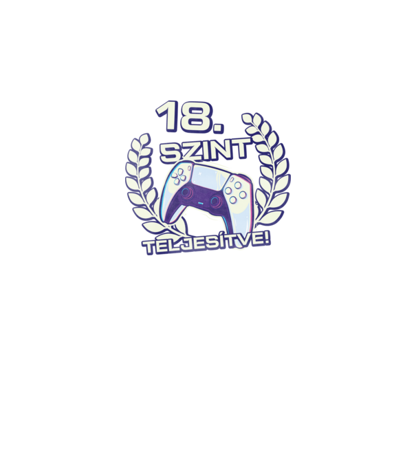 18. szint teljesítve PS5 v2 minta fekete pólón