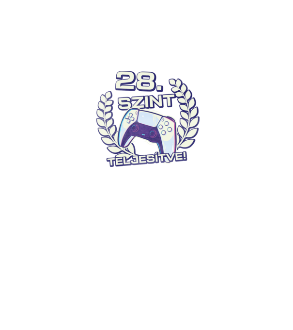 28. szint teljesítve PS5 v2 minta sötétkék pólón