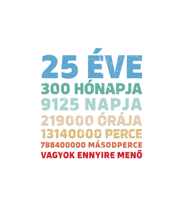 25 éve vagyok ennyire menő minta fehér pólón