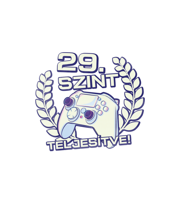 29. szint teljesítve minta fehér pólón