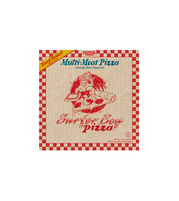 Surfer boy Pizza box minta fehér pólón