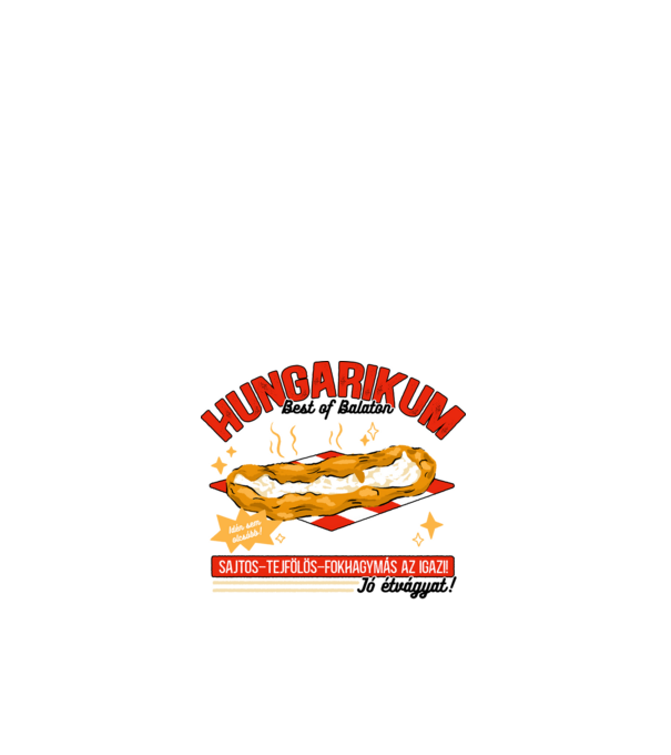 Lángos Hungarikum minta fehér pólón