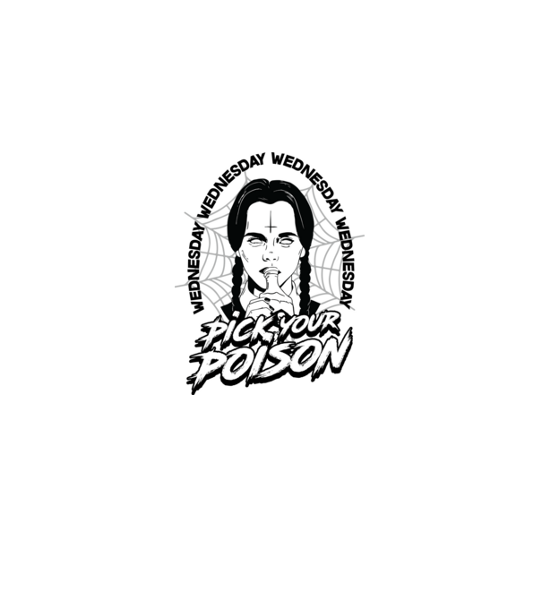 WEDNESDAY Pick your poison minta fehér pólón