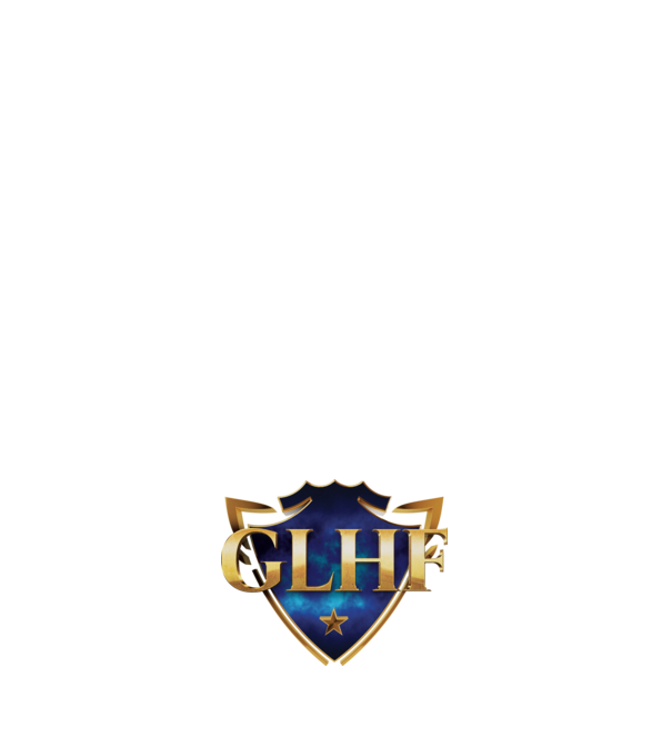 GLHF címer minta fehér pólón