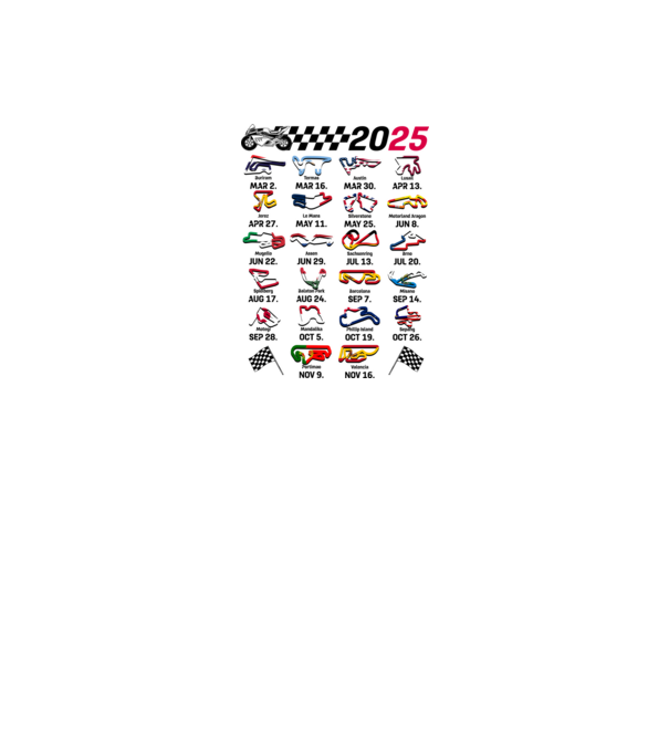 MOTOGP 25 CALENDAR fehér alapra minta fehér pólón