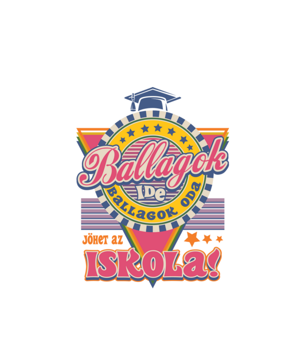Ballagok ide oda retro iskola minta fehér pólón