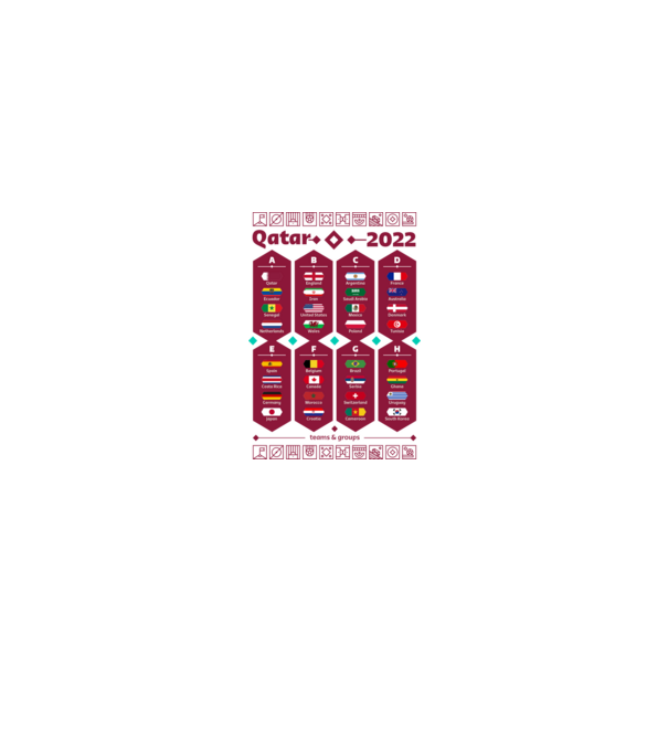 Qatar 2022 teams - csapatok világos minta fehér pólón