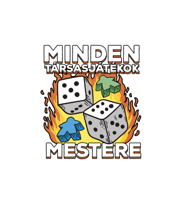 Társasjáték mester minta fehér pólón
