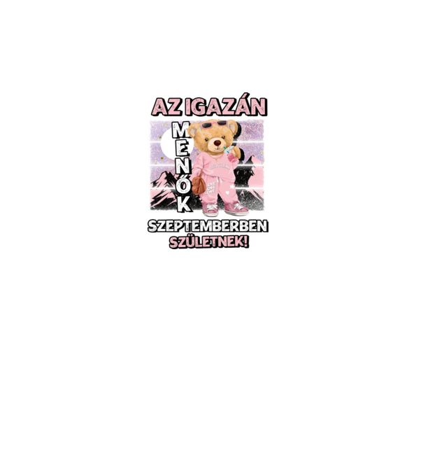 Menő maci csajos SZEPTEMBER minta türkiz pólón