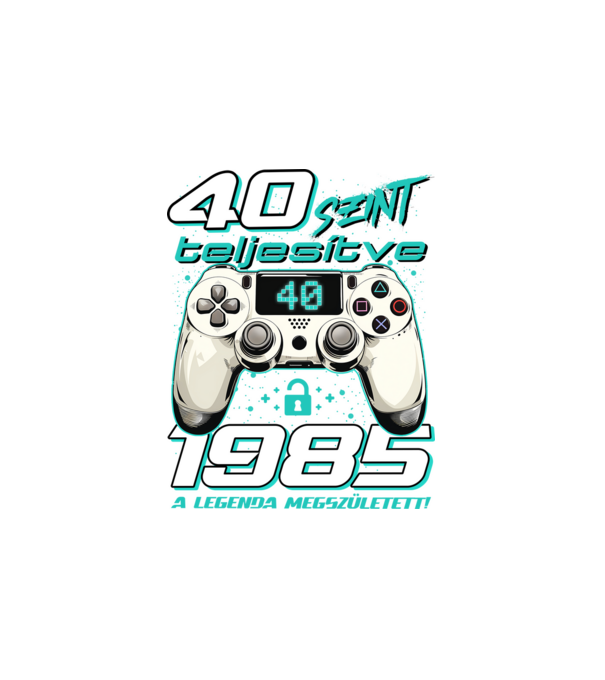 Gamer szülinap 40 éves minta fehér pólón