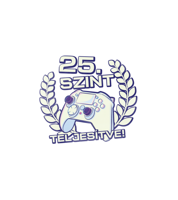 25. szint teljesítve minta fehér pólón