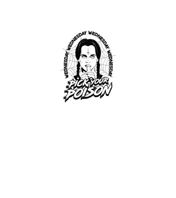 WEDNESDAY Pick your poison minta fehér pólón