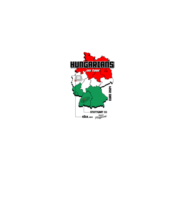 Futball EB 2024 HUNGARIANS ON TOUR fehér alapra minta szürke pólón