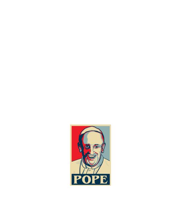 Pápa poszter minta fehér pólón