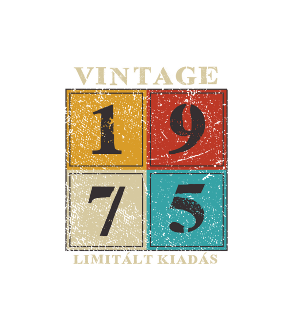 Vintage limitált - 1975 világos minta fehér pólón