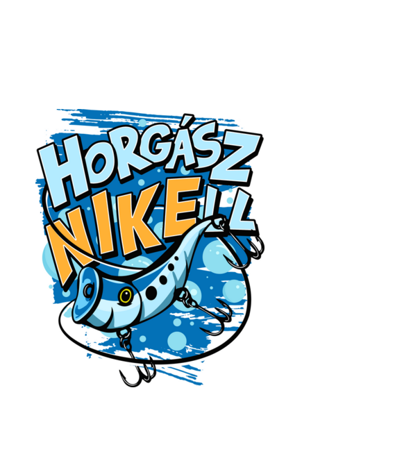 HorgászNIKEll csali minta fehér pólón