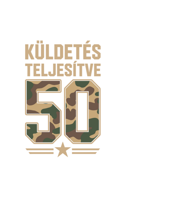 Küldetés teljesítve 50 minta fehér pólón
