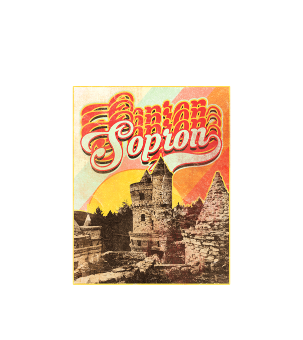 Retro Sopron minta fehér pólón