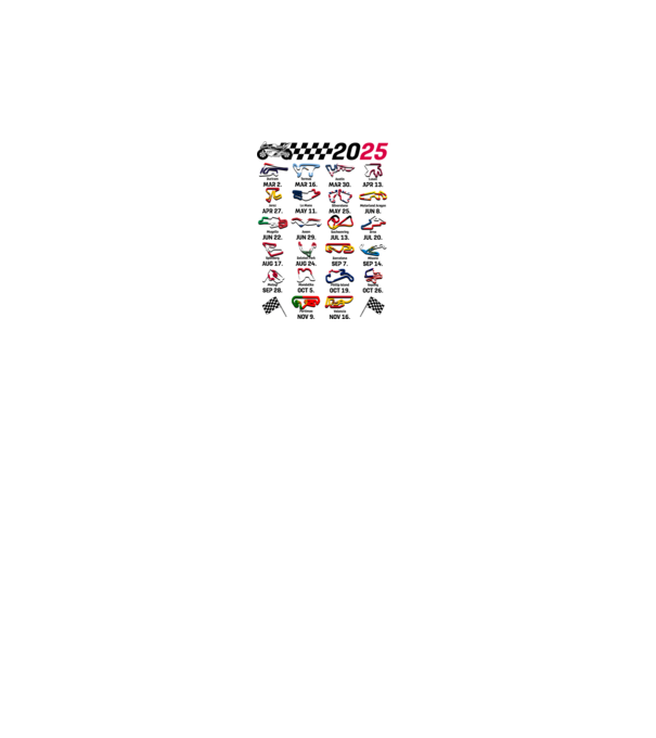 MOTOGP 25 CALENDAR fehér alapra minta fehér pólón