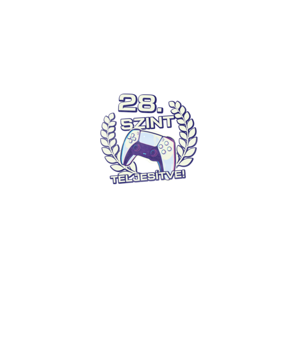 28. szint teljesítve PS5 v2 minta fekete pólón
