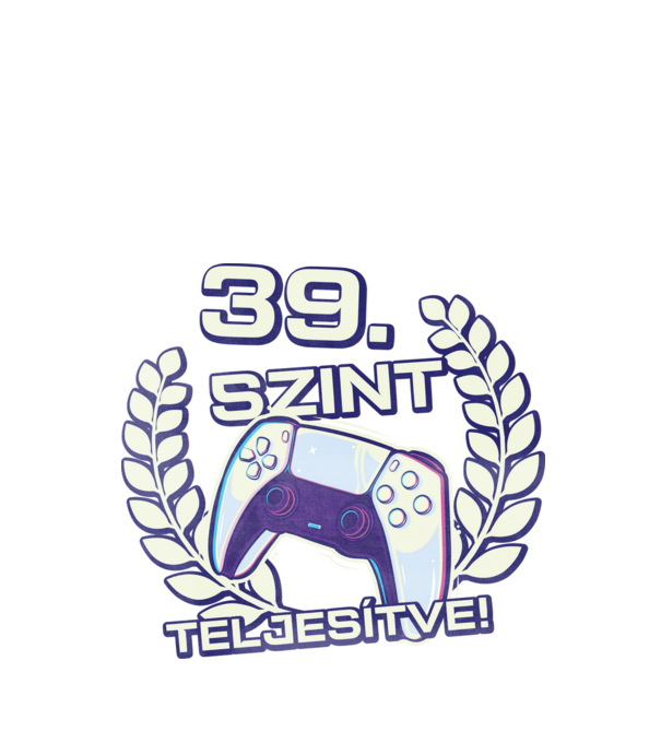39. szint teljesítve PS5 v2 minta fekete pólón