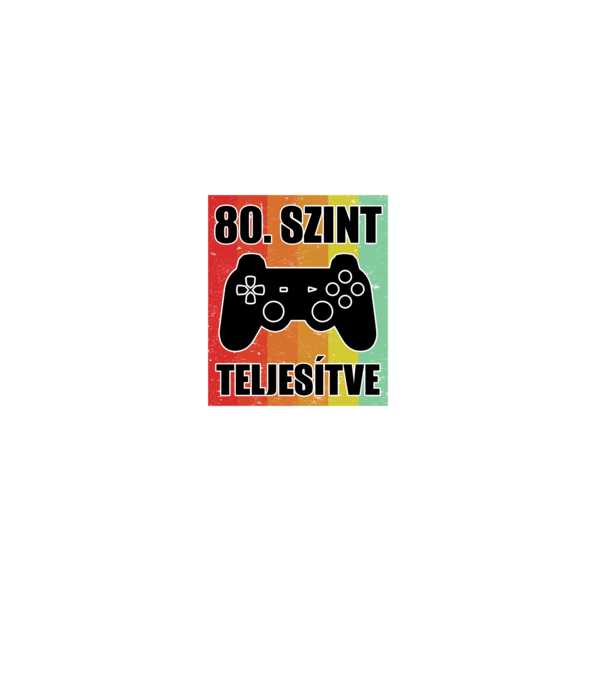 80 szint teljesítve retro gamer minta fekete pólón