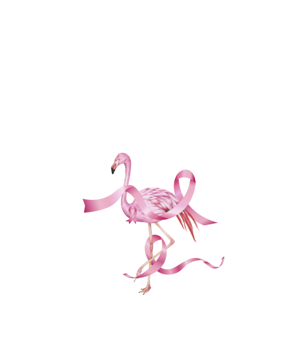 Mellrák ellenes flamingó minta fekete pólón