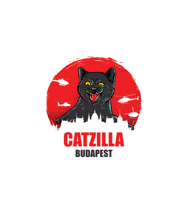 CATZILLA Budapest minta fehér pólón