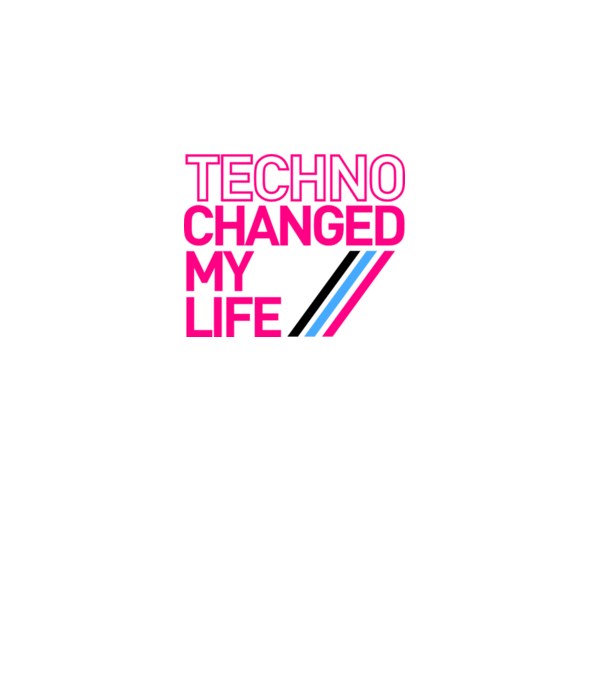 Techno Changed My Life minta fehér pólón