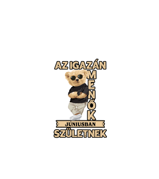 Menő Maci szülinap JÚNIUS minta fekete pólón