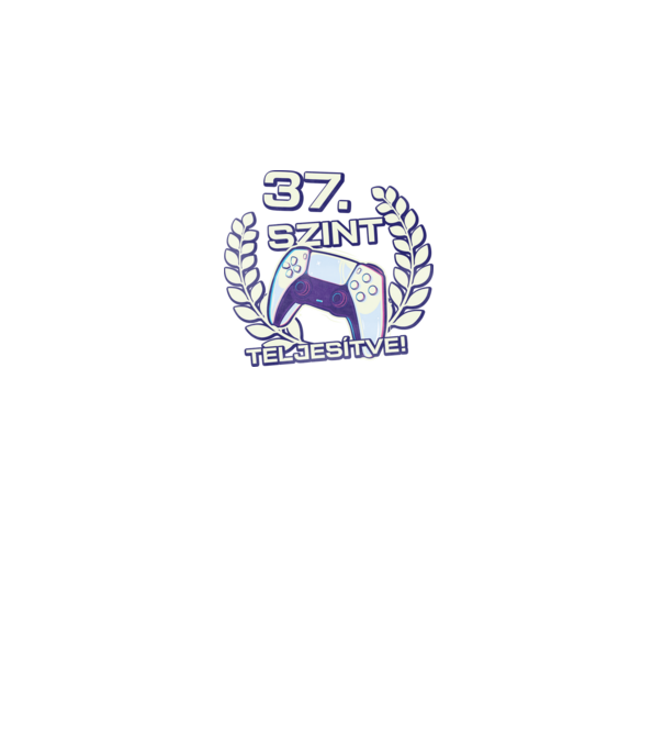 37. szint teljesítve PS5 v2 minta fekete pólón