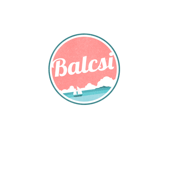 Balcsi retro badge vitorlás minta lila pólón