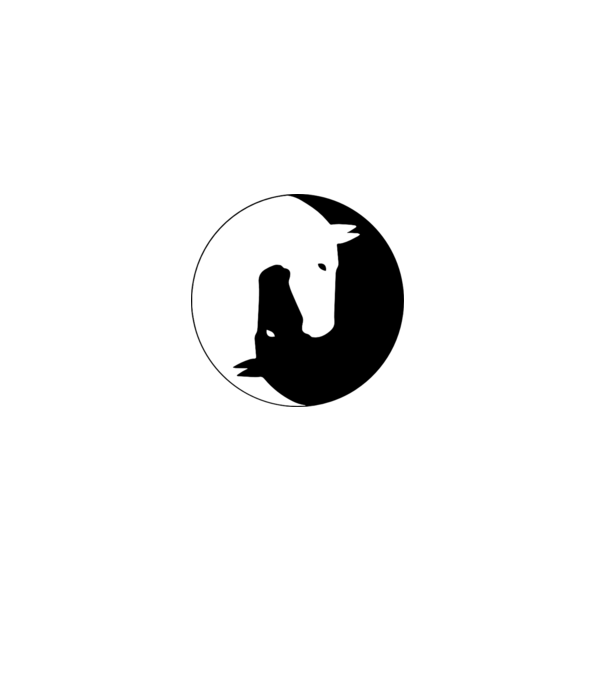 Lovas ying-yang minta fehér pólón