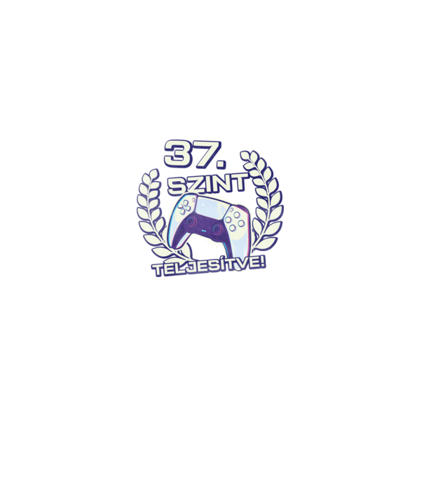 37. szint teljesítve PS5 v2 minta szürke pólón