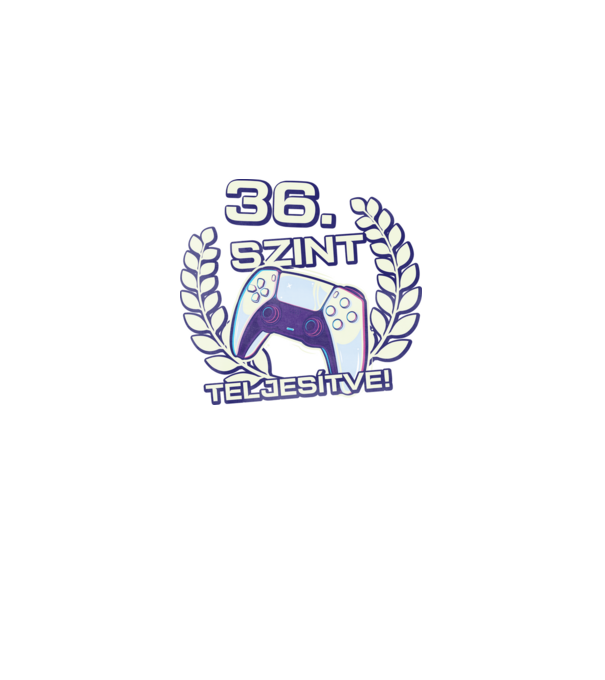 36. szint teljesítve PS5 v2 minta fekete pólón