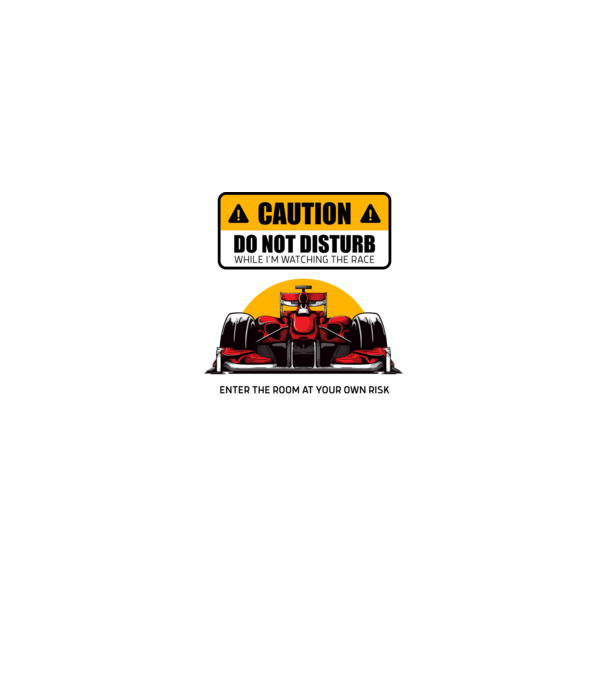 Forma 1 CAUTION DO NOT DISTURB RACE minta fekete pólón