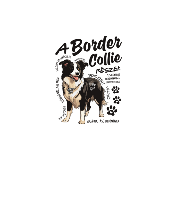 Border Collie részei minta fehér pólón