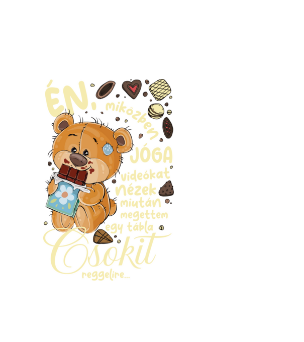 Reggelire csokit maci minta fehér pólón