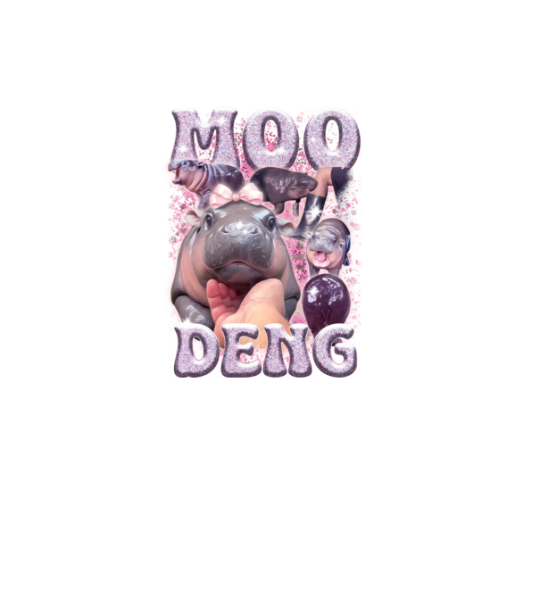 MOO DENG baby hippo minta fekete pólón